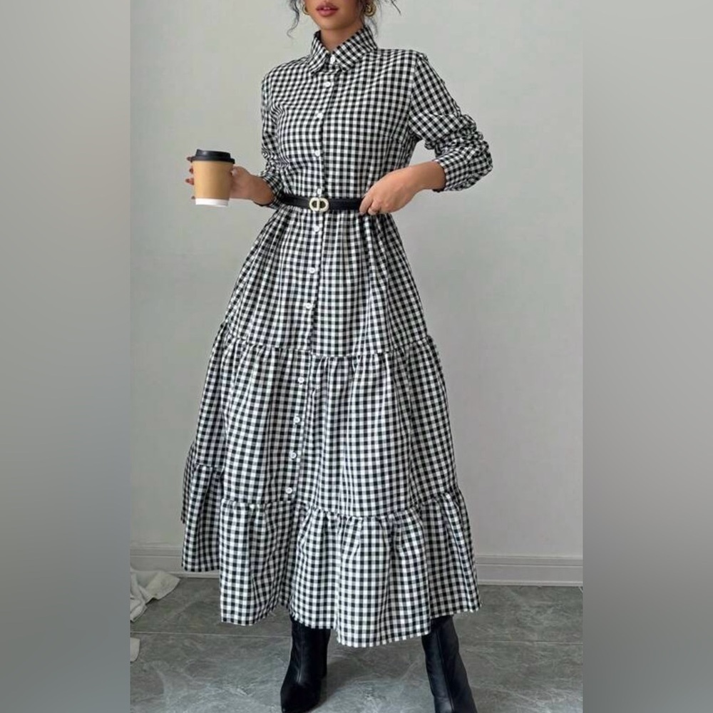 Black and White Gingham Dress - Picture 2 of 4
